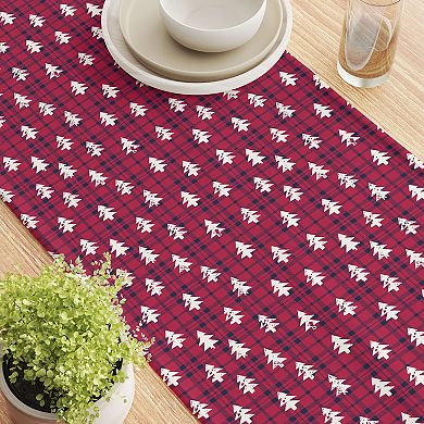 Table Runner, 100% Polyester, 14x108", Holiday Woodland Plaid