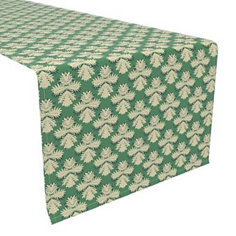 Table Runner, 100% Cotton, 16x90", Retro Damask Pattern