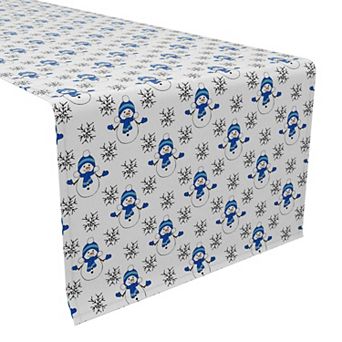 Table Runner, 100% Cotton, 16x72", Snowmen & Snowflakes