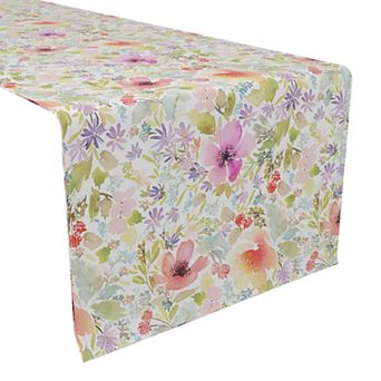 Table Runner, 100% Polyester, 12x72", Botanical Garden Dogwood