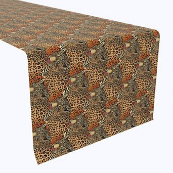 Table Runner, 100% Polyester, 14x108", Leopards