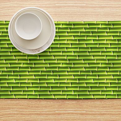 Table Runner, 100% Polyester, 14x108", Green Bam boo Sticks