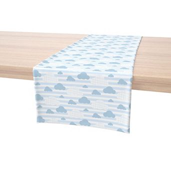 Table Runner, 100% Polyester, 12x72", Blue Clouds & Stripes