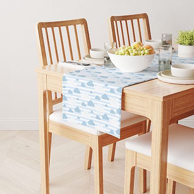 Table Runner, 100% Polyester, 12x72", Blue Clouds & Stripes