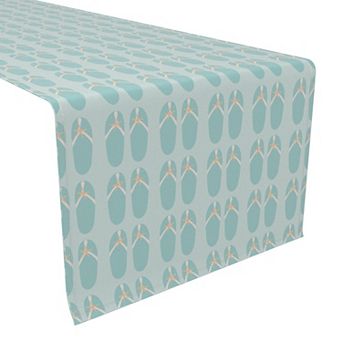 Table Runner, 100% Cotton, 16x90", Starfish Flip Flops