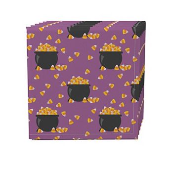 Napkin Set, 100% Polyester, Set of 4, 18x18", Pot of Candy Corn