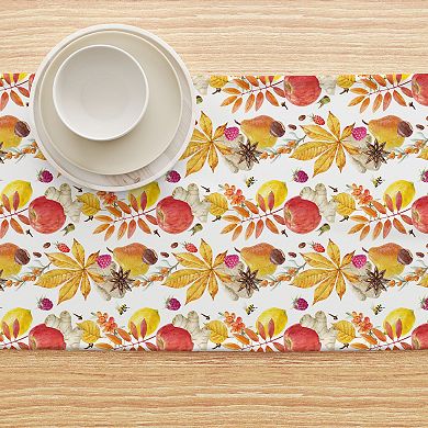 Table Runner, 100% Polyester, 12x72", Fall Time Fruits & Leaves