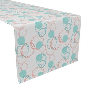 Table Runner, 100% Cotton, 16x108", Brush Circles