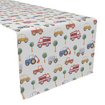 Table Runner, 100% Polyester, 14x108", Trucks, Tractors & Cars