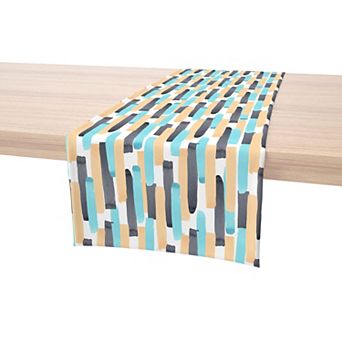 Table Runner, 100% Polyester, 12x72", Geometric Brush Stroke Stripe