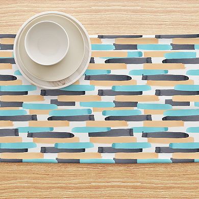 Table Runner, 100% Polyester, 12x72", Geometric Brush Stroke Stripe