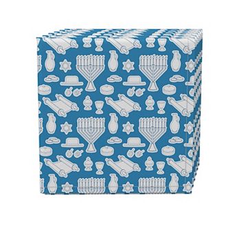 Napkin Set, 100% Polyester, Set of 4, 18x18", Kiddush Celebration