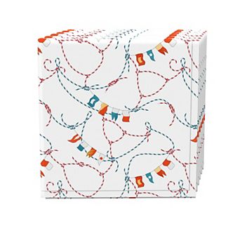 Napkin Set, 100% Polyester, Set of 4, 18x18", Marine Life Rope Knot & Flags