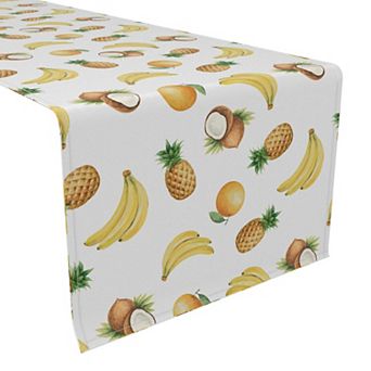 Table Runner, 100% Polyester, 14x108", Bananas, Pineapples & Oranges