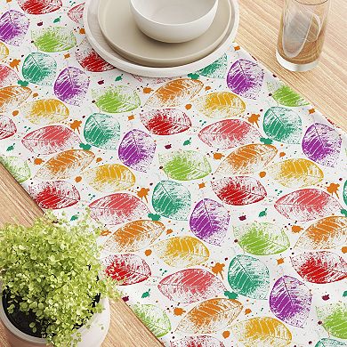 Table Runner, 100% Cotton, 16x72", Bold Autumn Leaves & Paint Splatter