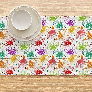Table Runner, 100% Cotton, 16x72", Bold Autumn Leaves & Paint Splatter