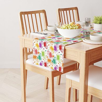 Table Runner, 100% Cotton, 16x72", Bold Autumn Leaves & Paint Splatter