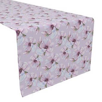 Table Runner, 100% Polyester, 14x108", Brush Stroke Purple Flowers