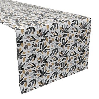 Table Runner, 100% Cotton, 16x72", Natural Leaves and Branches