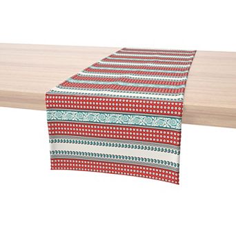 Table Runner, 100% Cotton, 16x108", Geometric Paisley and Dots