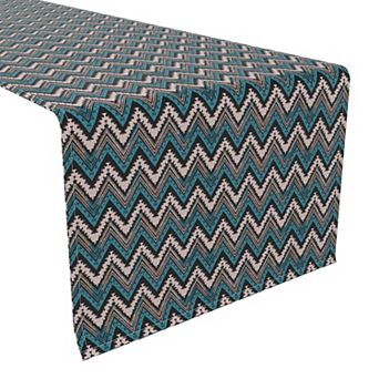Table Runner, 100% Cotton, 16x72", Patterned Chevron