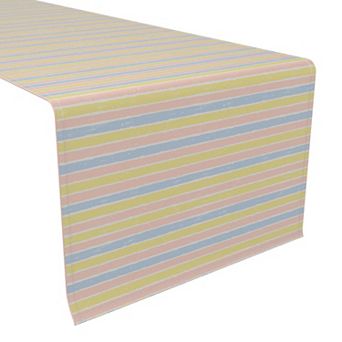 Table Runner, 100% Cotton, 16x72", Pastel Stripes