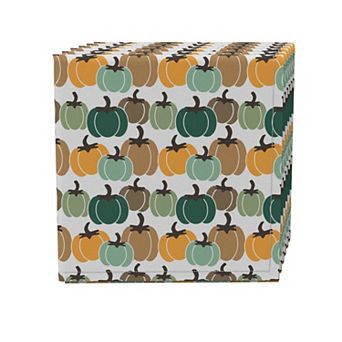 Napkin Set of 4, 100% Cotton, 20x20", Colorful Pumpkins Stripe