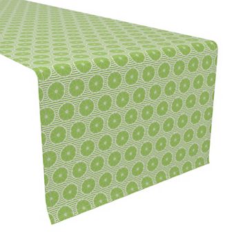 Table Runner, 100% Cotton, 16x90", Limes & Green Stripes