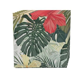 Napkin Set, 100% Polyester, Set of 4, 18x18", Hibiscus Garden