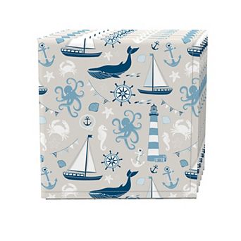 Napkin Set, 100% Polyester, Set of 4, 18x18", Elements of the Sea