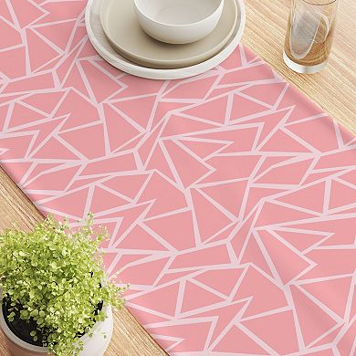 Table Runner, 100% Polyester, 12x72", Geometric Shapes Pink