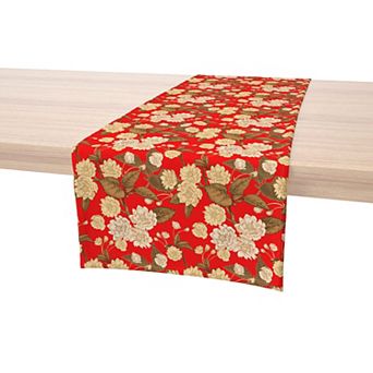 Table Runner, 100% Cotton, 16x72", Golden Floral Blossom