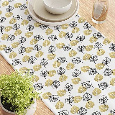 Table Runner, 100% Polyester, 14x108", Golden Leaves