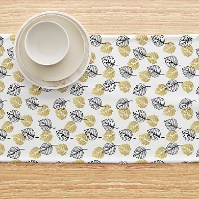 Table Runner, 100% Polyester, 14x108", Golden Leaves