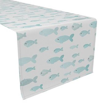 Table Runner, 100% Cotton, 16x108", Underwater Fish