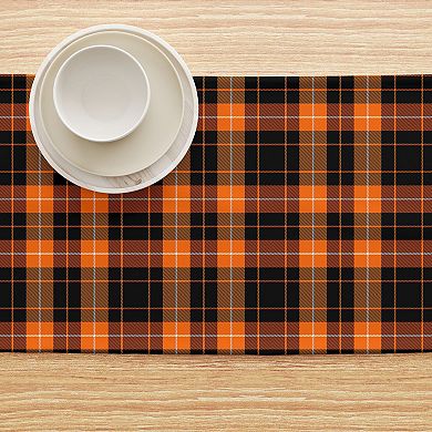 Table Runner, 100% Cotton, 16x90", Halloween Plaid