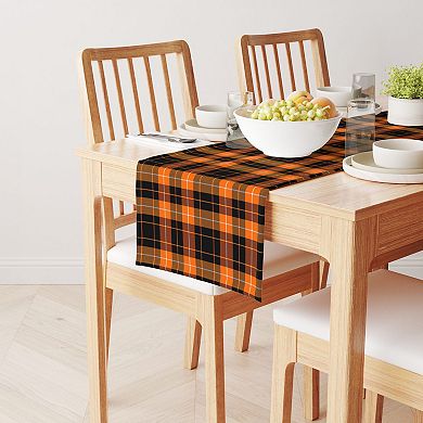 Table Runner, 100% Cotton, 16x90", Halloween Plaid