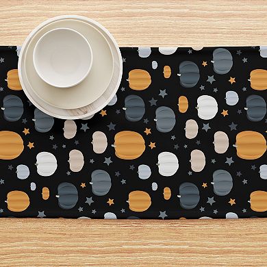 Table Runner, 100% Cotton, 16x72", Halloween Pumpkin and Stars