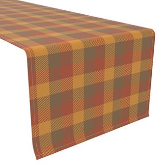 Table Runner, 100% Cotton, 16x90", Vintage Fall Tartan Plaid