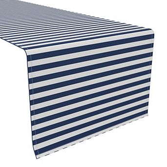Table Runner, 100% Polyester, 12x72", Small Stripes, Navy