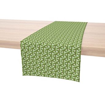 Table Runner, 100% Polyester, 12x72", Intertwined Green Wicker