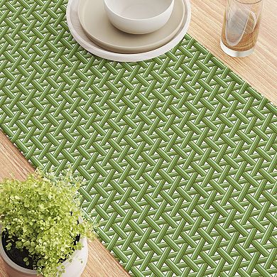 Table Runner, 100% Polyester, 12x72", Intertwined Green Wicker