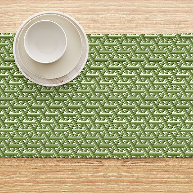 Table Runner, 100% Polyester, 12x72", Intertwined Green Wicker