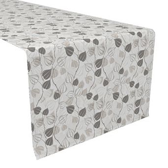 Table Runner, 100% Cotton, 16x90", Outlined Abstract Leaves