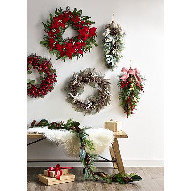 St. Nicholas Square® Berries and Pine Teardrop Bells and Bow Decor