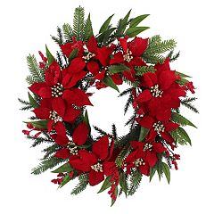 Northlight 22 White Artificial Christmas Poinsettia Flowers with Red  Wrapped Base