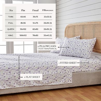 Madelinen Watercolor Floral Microfiber Lightweight Premium Sheet Set