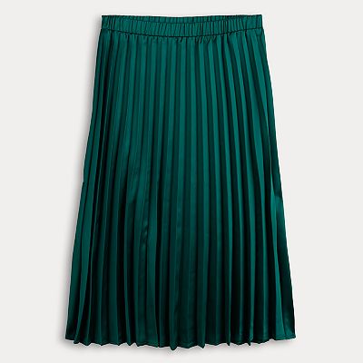 Women s Nine West Satin Pull On Pleated Midi Skirt