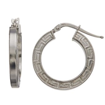 Karat Rush Sterling Silver Greek Key Hoop Earrings