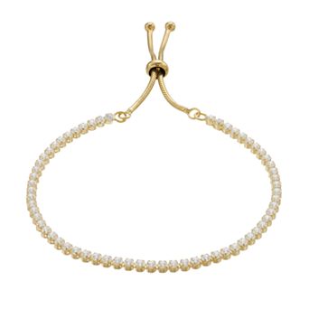Karat Rush Gold-Tone Sterling Silver Cubic Zirconia Bolo Bracelet